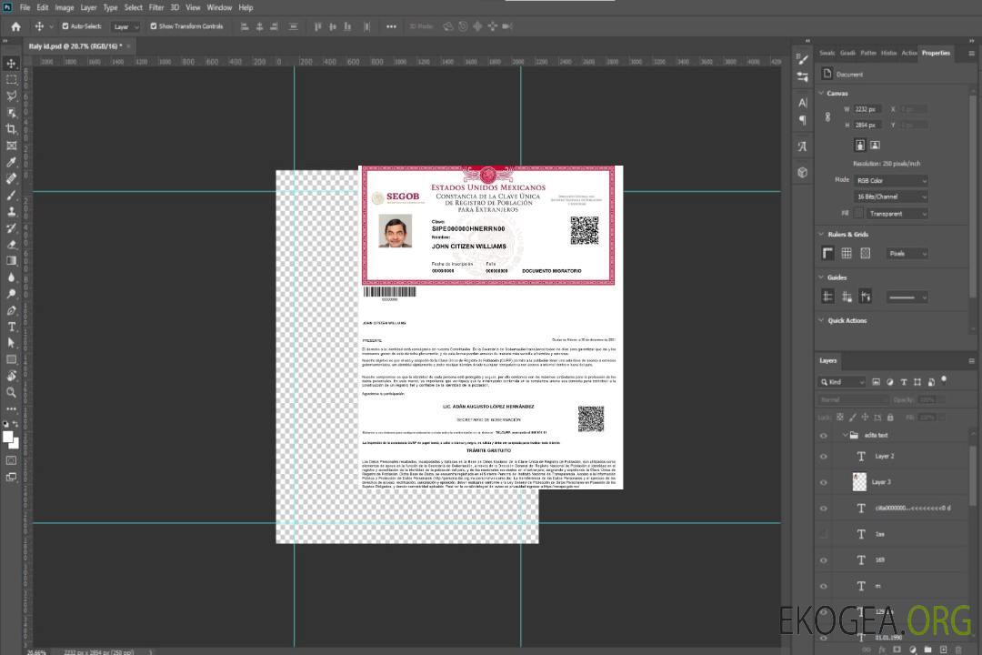 Mexique Registro de Poblacion de Mexico (numéro CURP) template